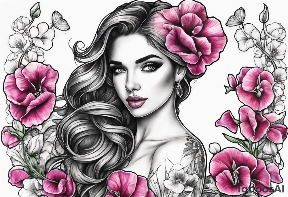 sweet peas design tattoo idea