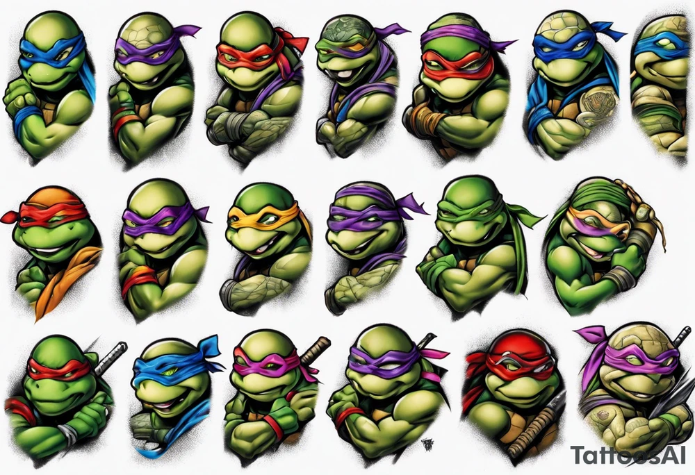 teenage mutant ninja turtles arm sleeve tattoo idea