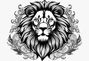 Lion avec des ailes brûlés avec un signe ouroboros tattoo idea