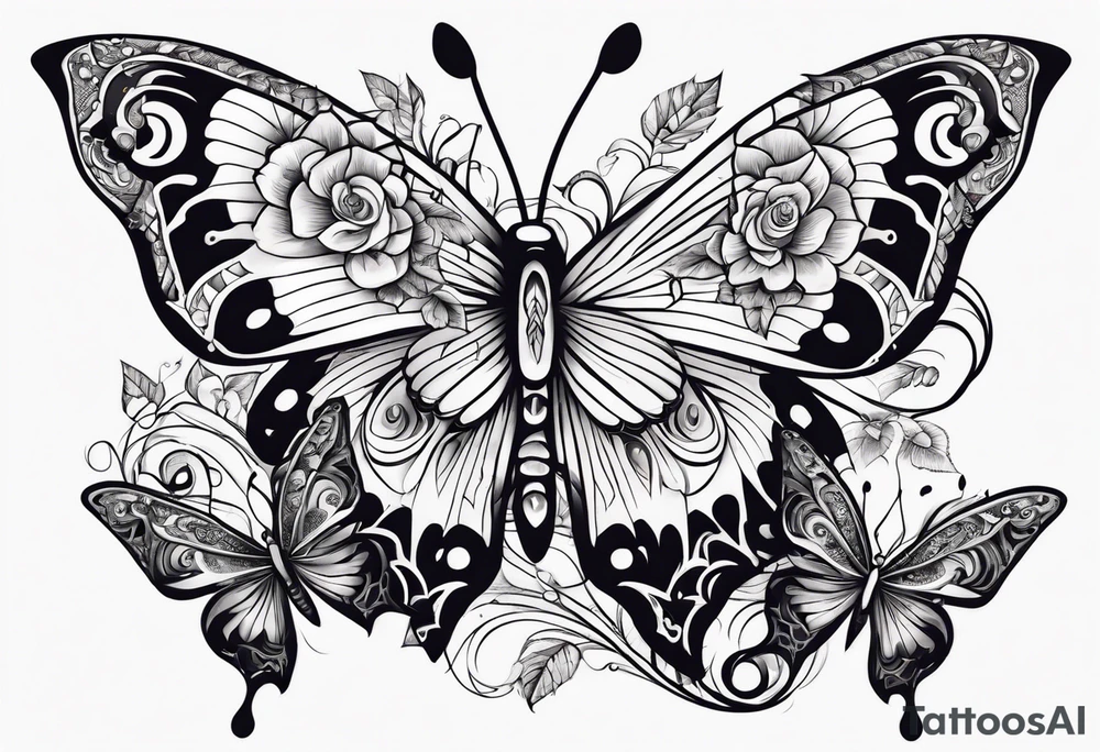 Butterflies surrounding a snake tattoo idea