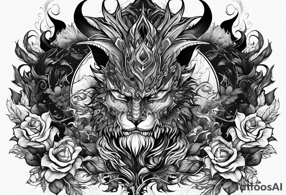 the shadow of a demon following a men tattoo idea