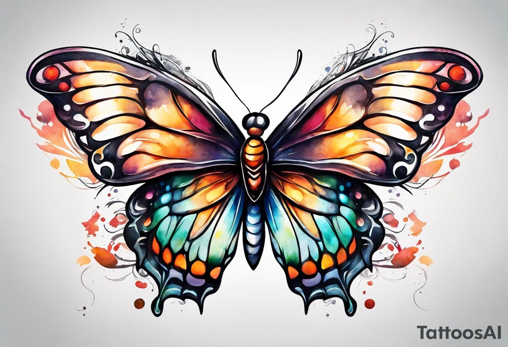 Butterfly with one Angel wing tattoo idea