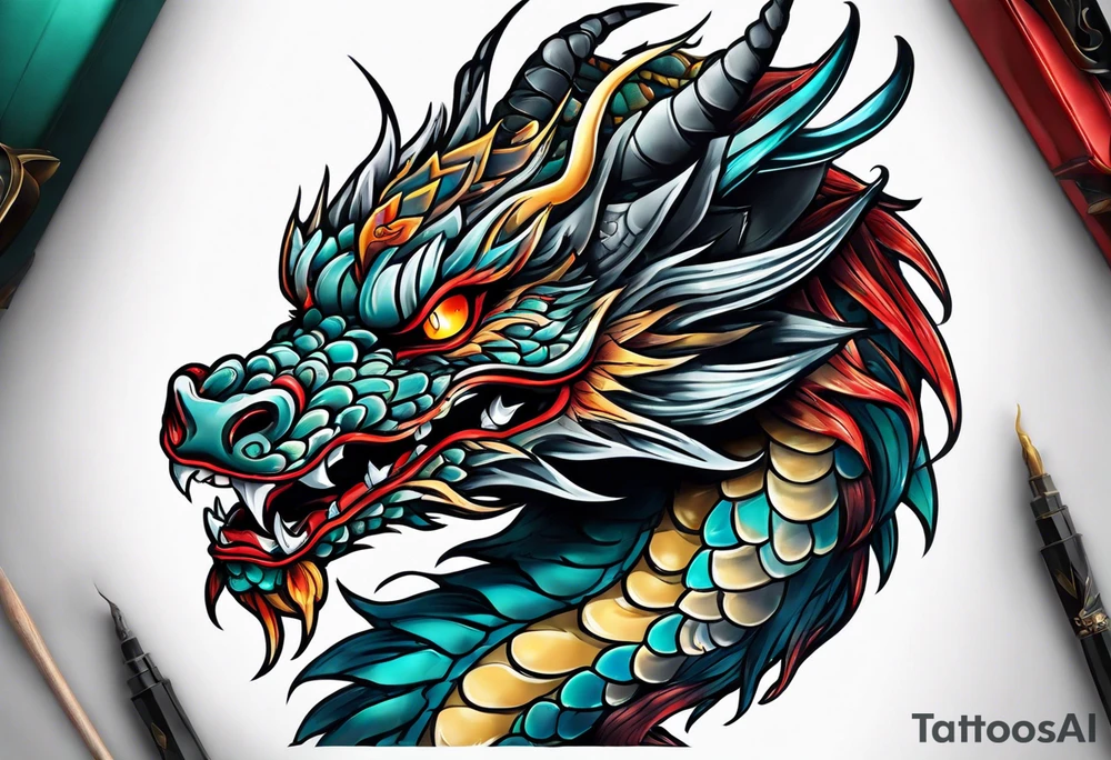 Small dragon head. Hand tattoo tattoo idea