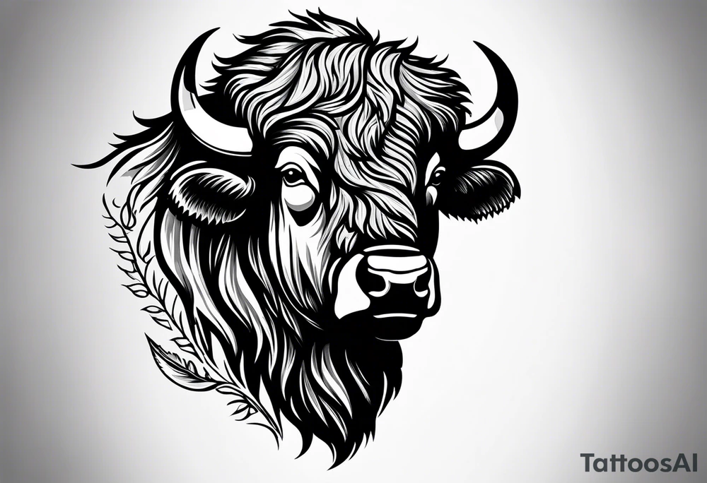 Bison head outline tattoo idea
