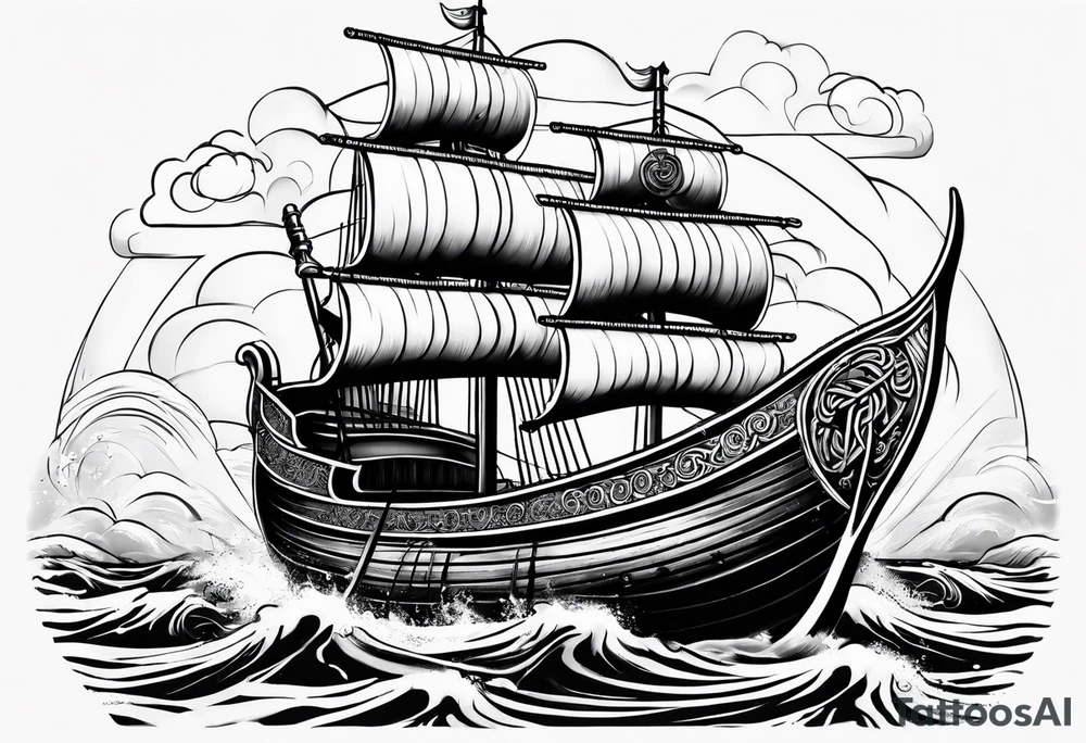 Viking ship tattoo idea