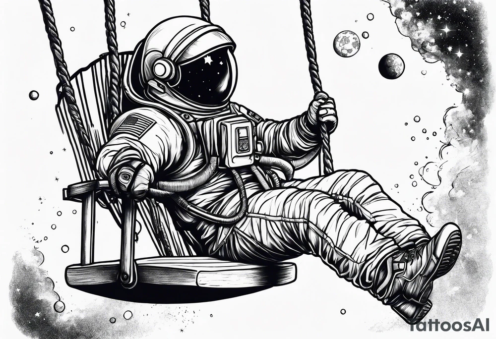 an astronaut on a swing set tattoo idea