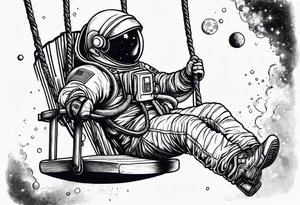 an astronaut on a swing set tattoo idea