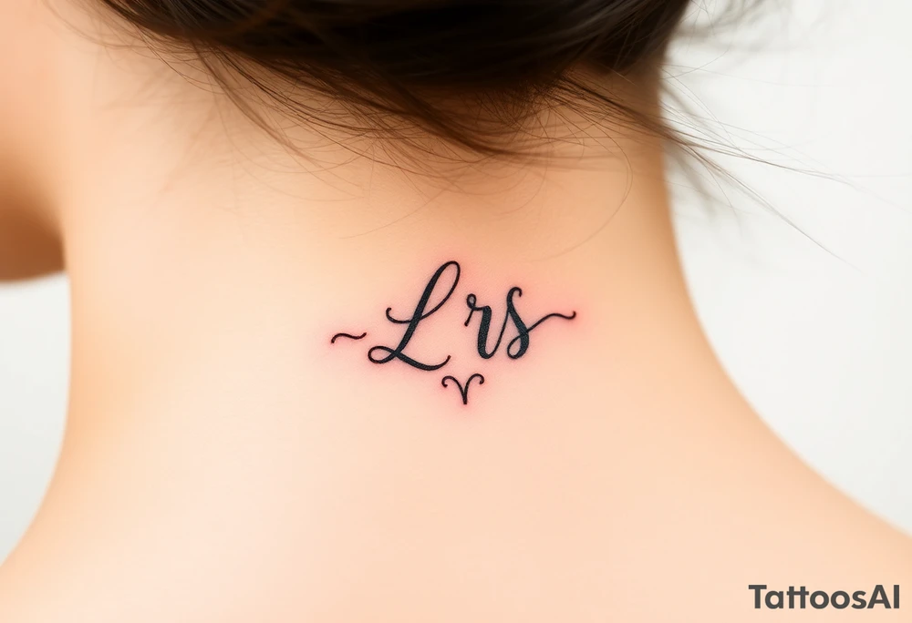 Small Kiss mark with the initials lrs tattoo idea