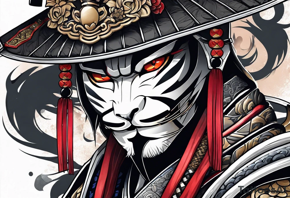 A dead samurai cat tattoo idea