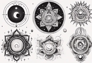 Spiritual awakening 
Planets 
Chakra tattoo idea