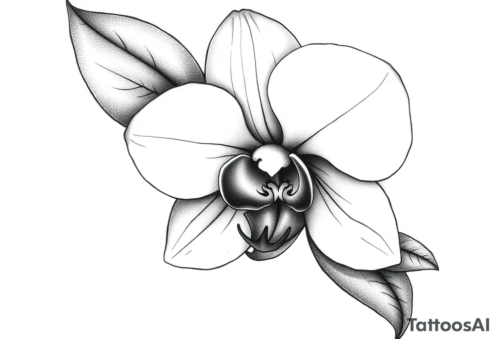 orchid with leavs tattoo idea