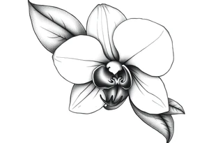 orchid with leavs tattoo idea