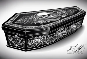 Plain Coffin in graveyard tattoo idea