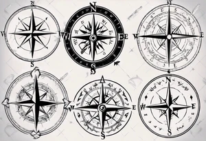 compass with vertical arrow tattoo idea