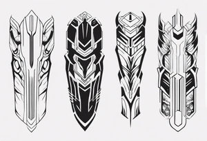 Futuristic leg armor tattoo idea