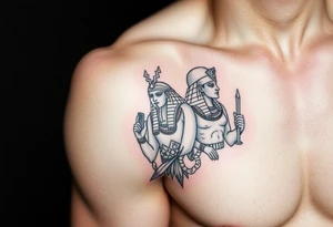 Egyptian gods with relics tattoo idea