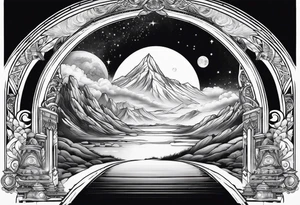 cosmic spiritual archway tattoo idea