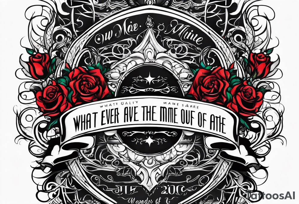 Script lettering saying"What ever our souls are made of, his and mine are the same" gothic tattoo idea