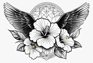 Hibiscus, dove, cloud tattoo idea