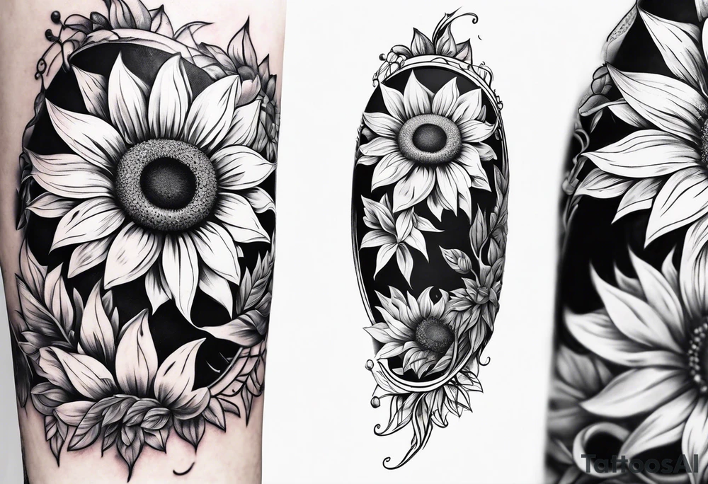 sunflower sleeve tattoo idea