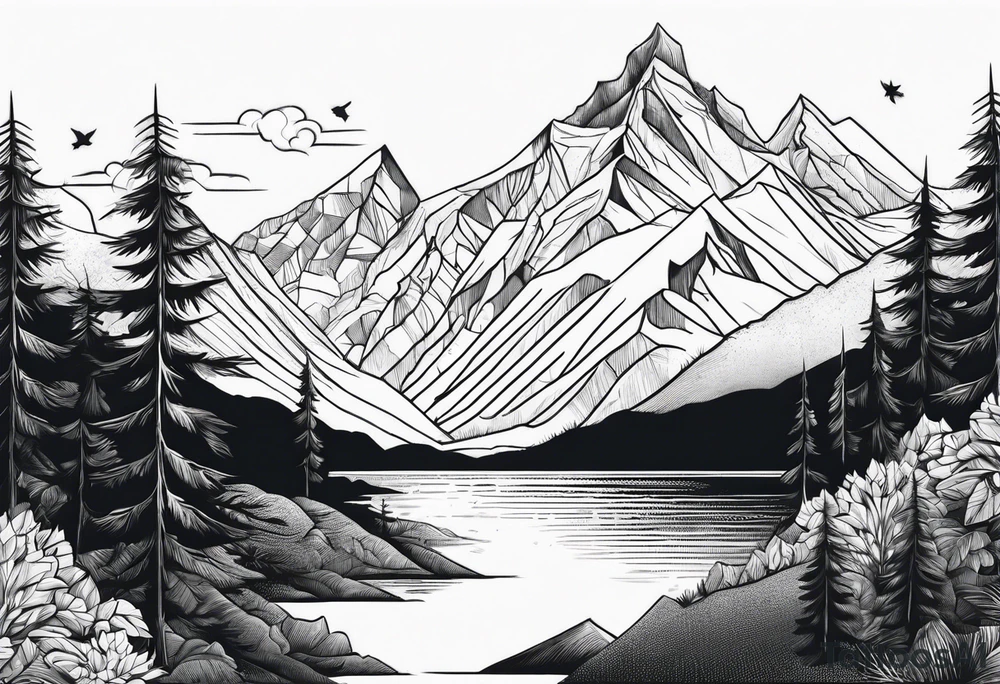 Mountains, travel, adventure, trees, tattoo idea