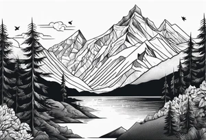 Mountains, travel, adventure, trees, tattoo idea