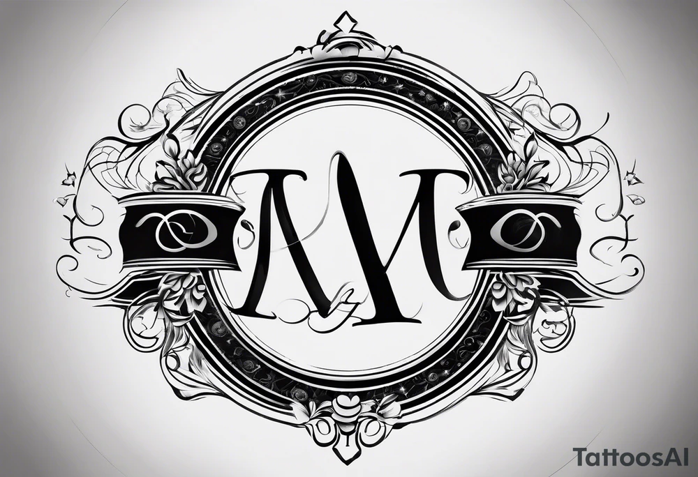 CARLISLE spelled out in cursive with cloud shading behind it and two stars with the initials TC and EC in each of them. tattoo idea