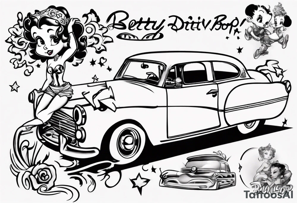 Betty boop driving car tattoo idea