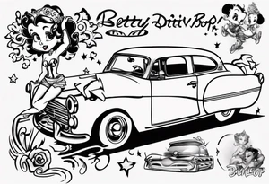Betty boop driving car tattoo idea