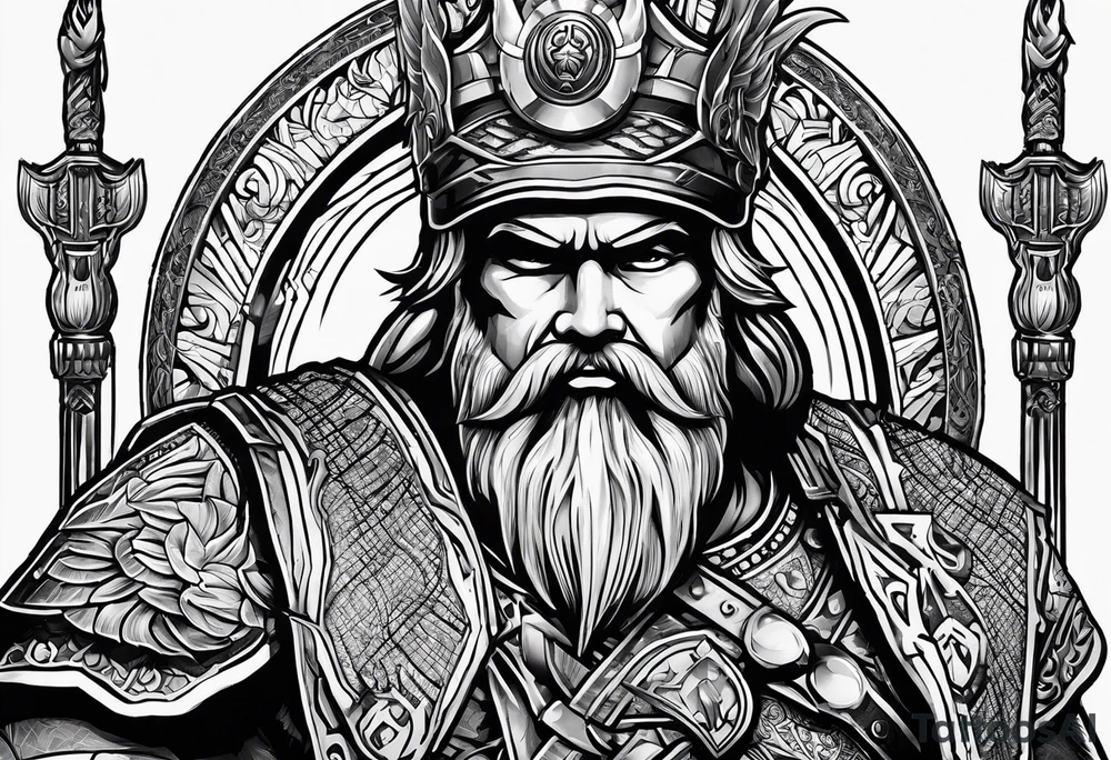 Vishnu, Odin, Zeus, and chesty puller. Upper arm tattoo idea