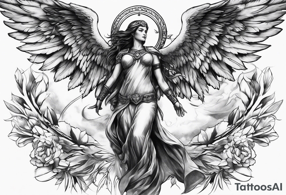 a halo over wings tattoo idea