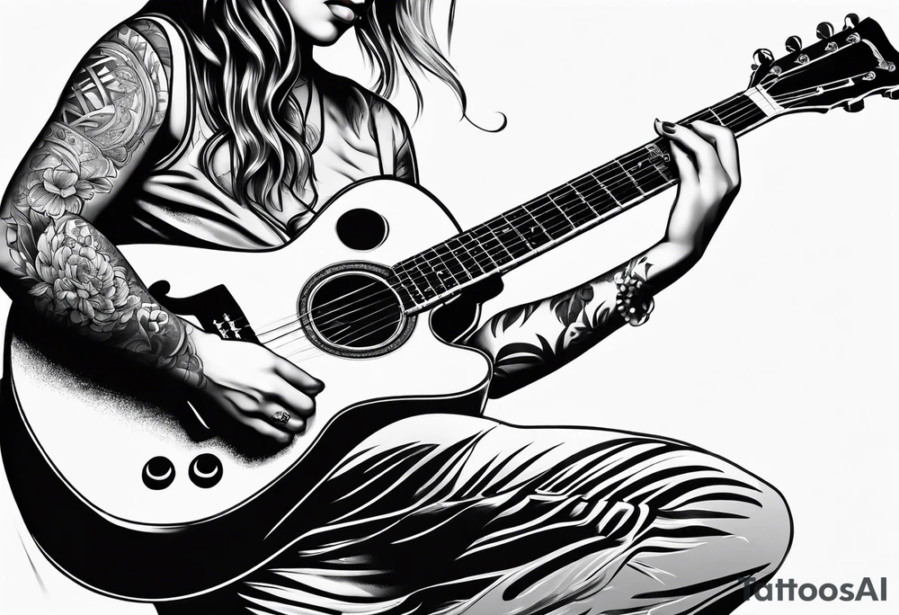 Music with guitar and piano and vocals tattoo idea