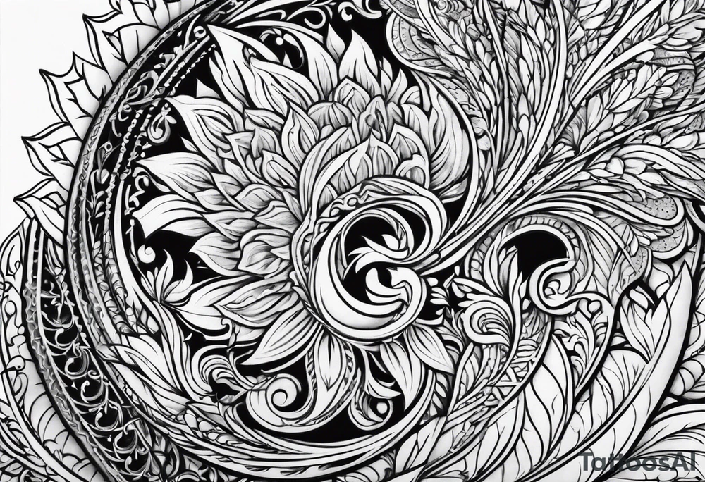 Filigree men’s leg tattoo tattoo idea