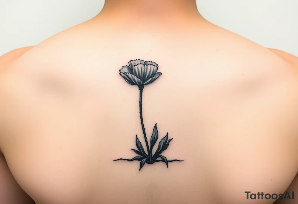 Simple poppy growing up from cracks in pavement watercolor-esque coloring on poppy only tattoo idea