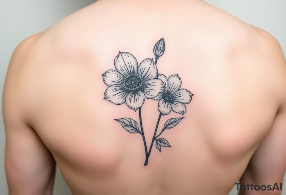 January birth flower with James and March birth flower with Robert tattoo idea