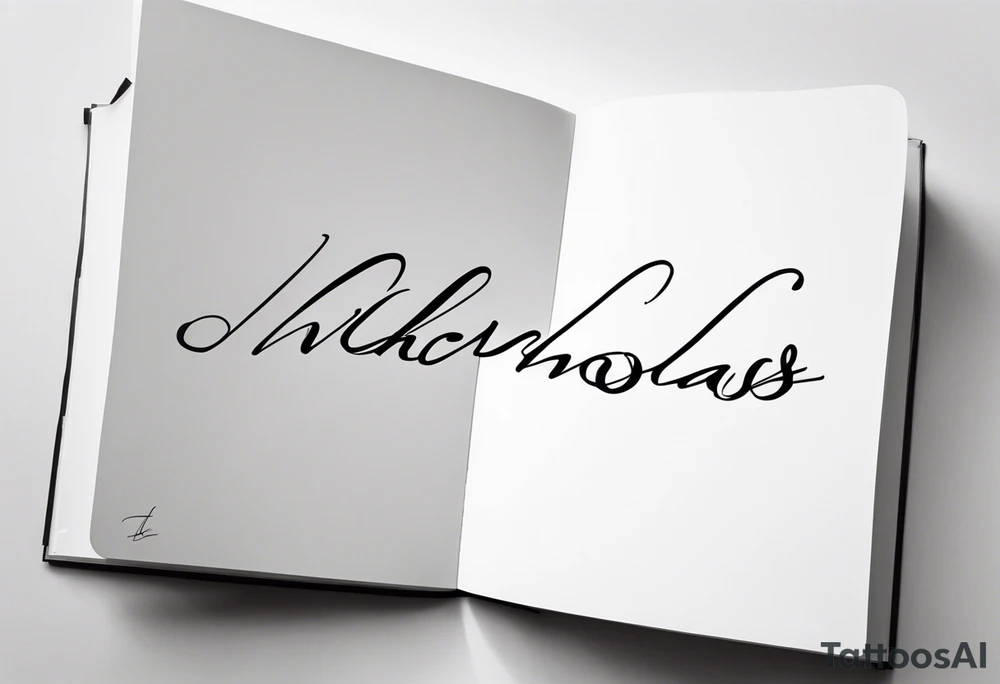 Nicholas written in cursive on spine tattoo idea