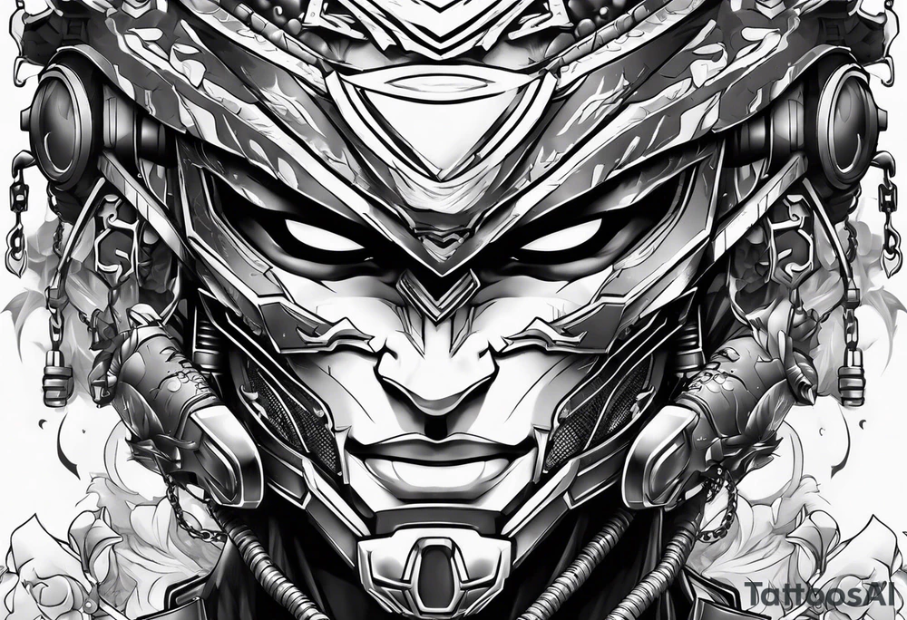 Angry Male Modern robot ninja with demon mask tattoo idea Angry Male Modern robot ninja with demon mask tattoo idea