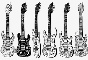 Guitar neck with strings made of signatures tattoo idea