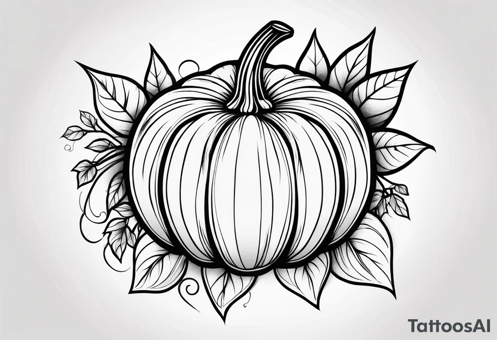 Pumpkin with leaves tattoo idea
