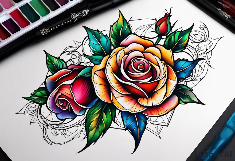Romantic rose tattoo idea