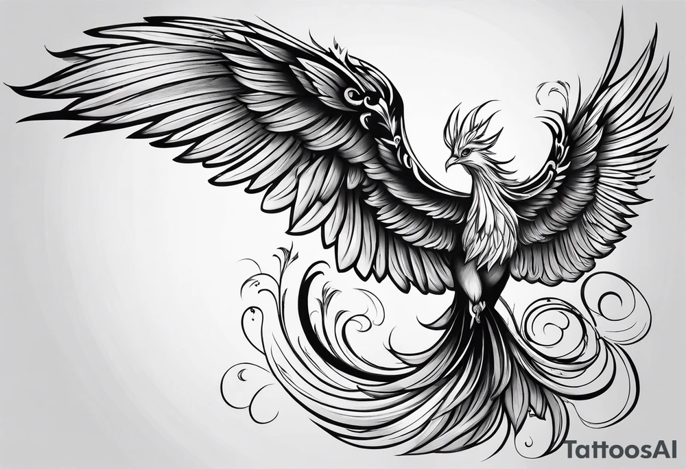 Female phoenix rising tattoo idea