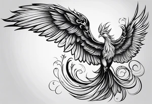 Female phoenix rising tattoo idea
