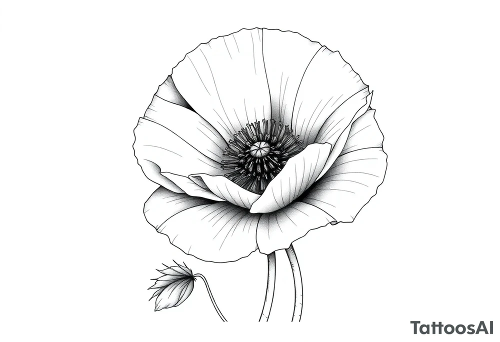 Large poppy flower tattoo idea