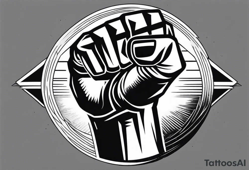 A clenched fist on the back using negative space techniques tattoo idea A clenched fist on the back using negative space techniques tattoo idea