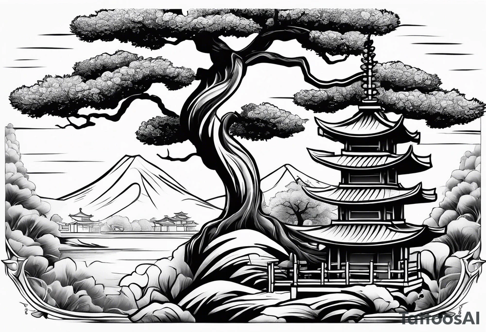 samurai and bonsai tree tattoo idea