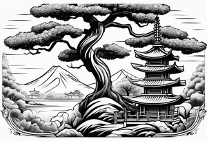 samurai and bonsai tree tattoo idea