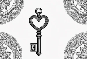 heart shaped antique key tattoo idea
