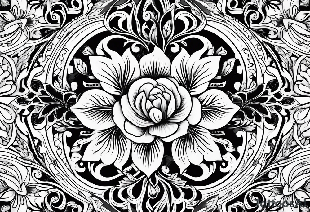 ornaments of flowers tattoo idea