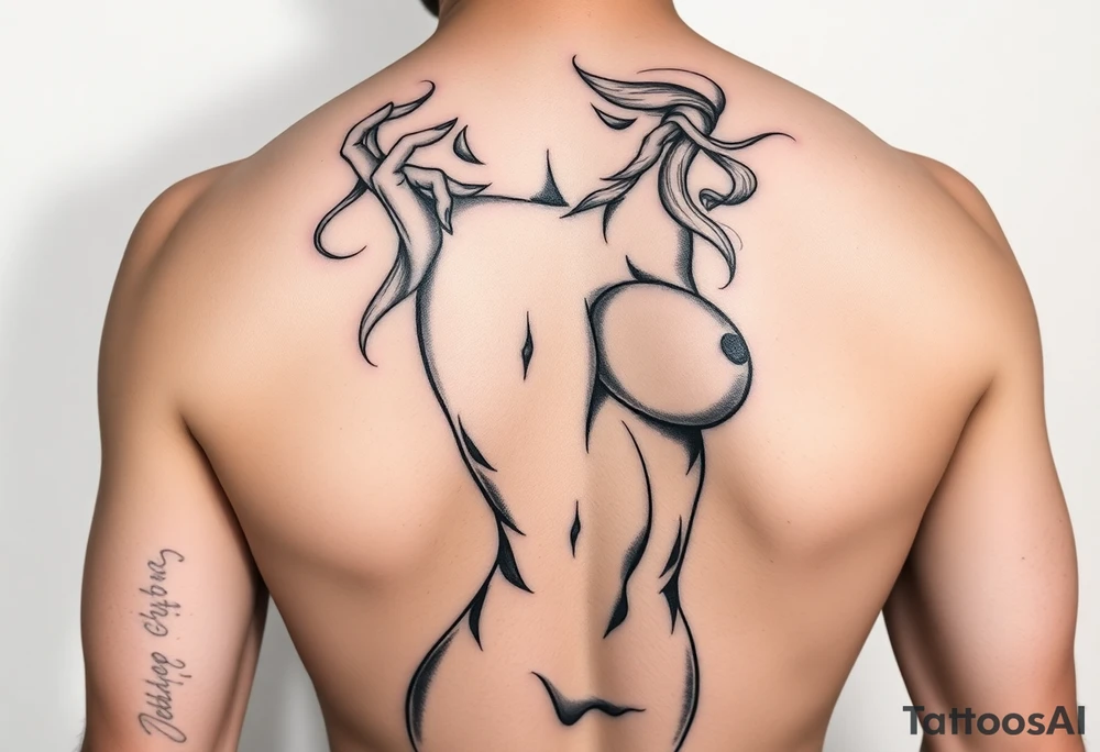 pin up girl that is very attractive and has very large breasts and butt, she is naked tattoo idea