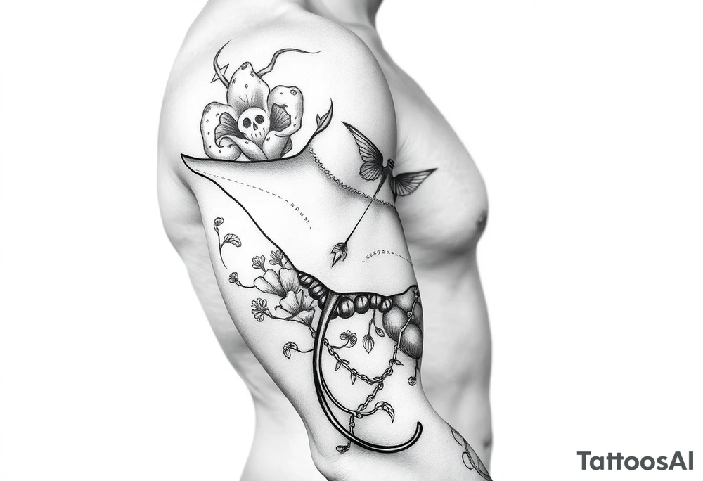 Religious, stingray, coral, jellyfish tattoo idea